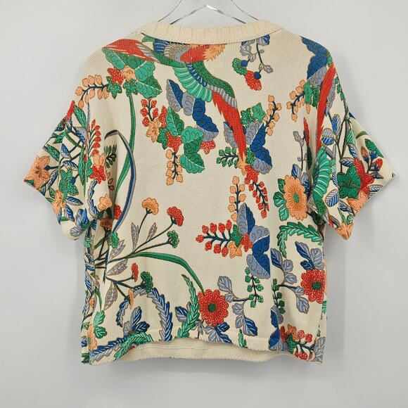 Anthropologie Tropical Floral Short‎ Sleeve Sweater Size Small - Picture 11 of 15
